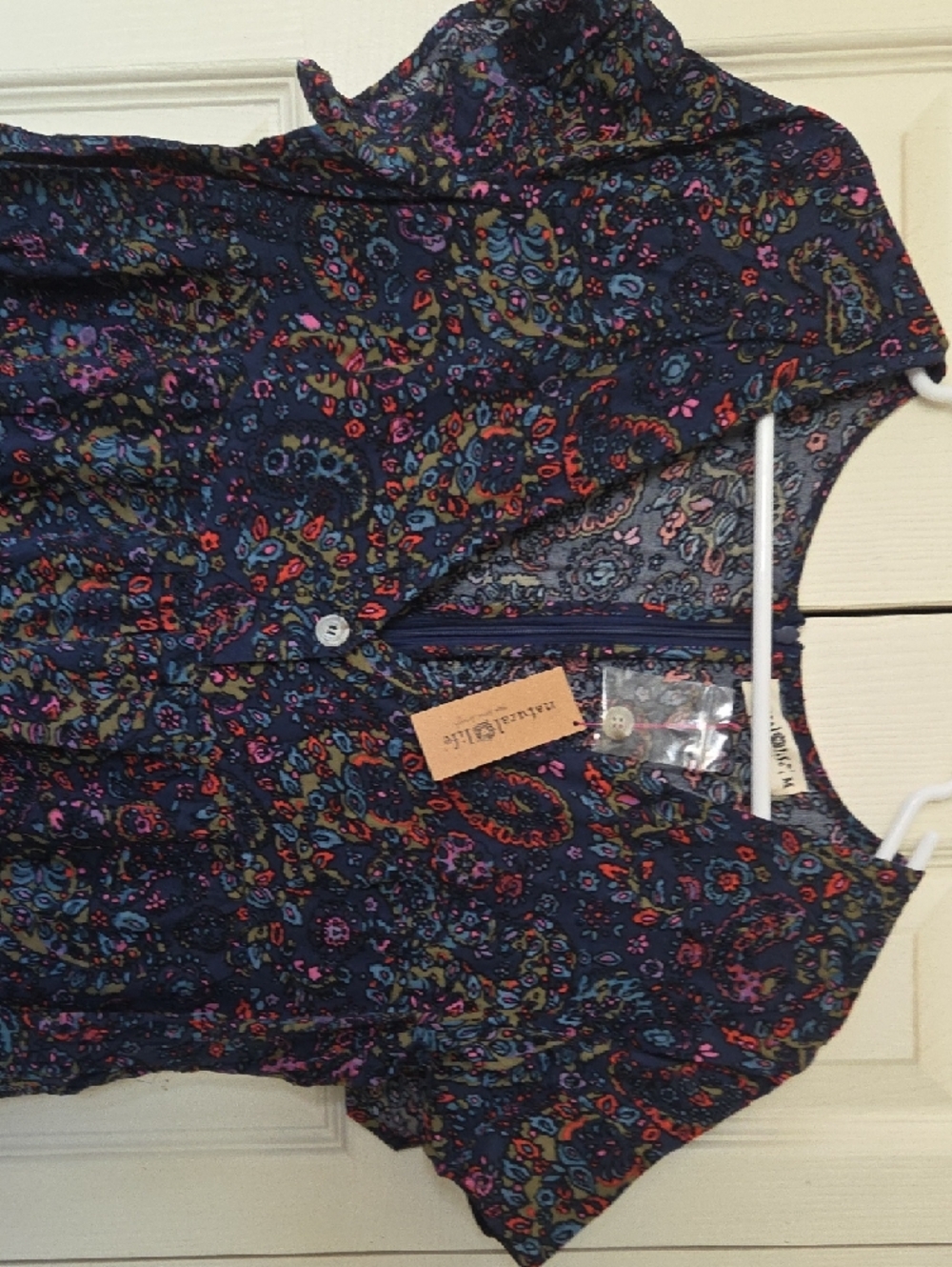 Natural Life Avery Retro Paisley Navy Wide-Leg Jumpsuit - Picture 3 of 4